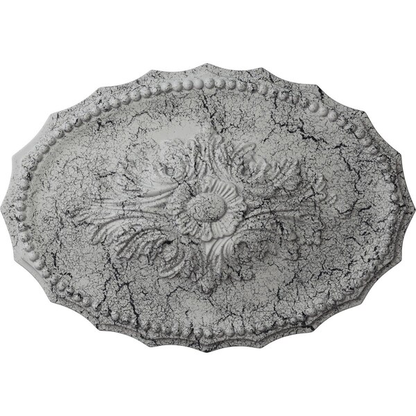 Ekena Millwork Oxford Ceiling Medallion, Hand-Painted Ultra Pure White Crackle, 16 7/8"W x 11 3/4"H x 1 1/2"P CM16OXUWC - main